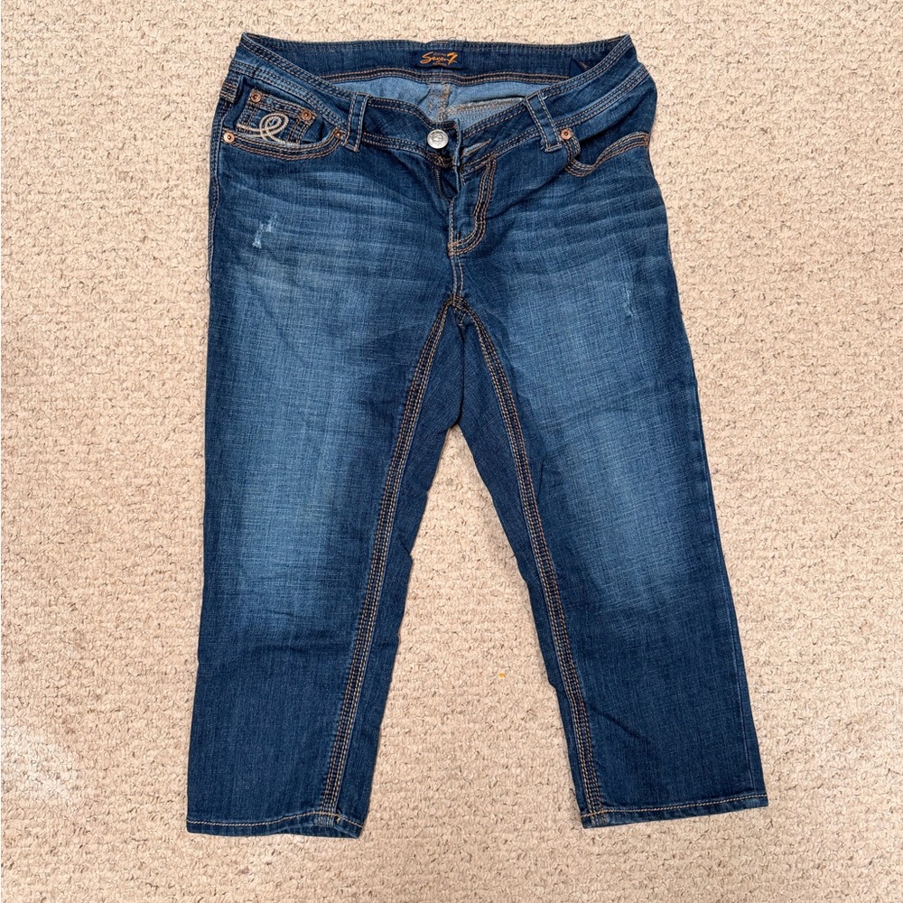 Seven7 Dark Blue Ankle Jeans